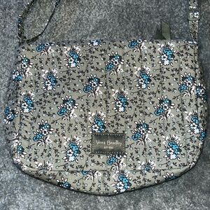 Vera Bradley shoulder or crossbody bag. Dark green with blue and white flowers.